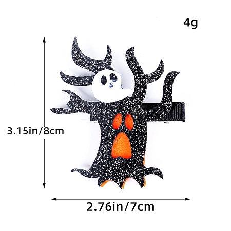 Halloween Theme Glitter Cloth Alligator Hair Clips PW-WG1EB27-01-1