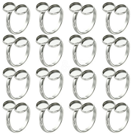 16Pcs 304 Stainless Steel Cuff Rings Components STAS-BBC0008-16-1