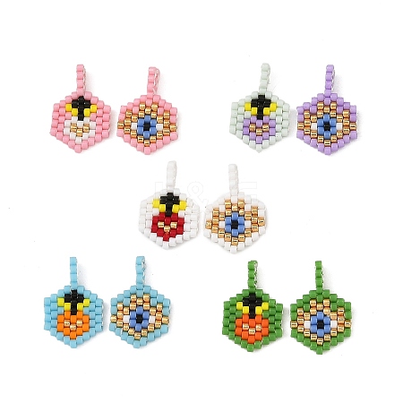 Glass Seed Beaded Pendants PALLOY-MZ01436-1