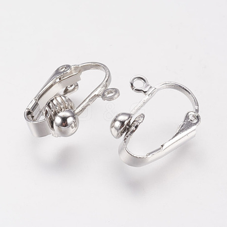 Brass Clip-on Earring Findings KK-E491-P-1