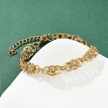 304 Stainless Steel Mesh Chain Bracelets for Women BJEW-Z143-17G-1