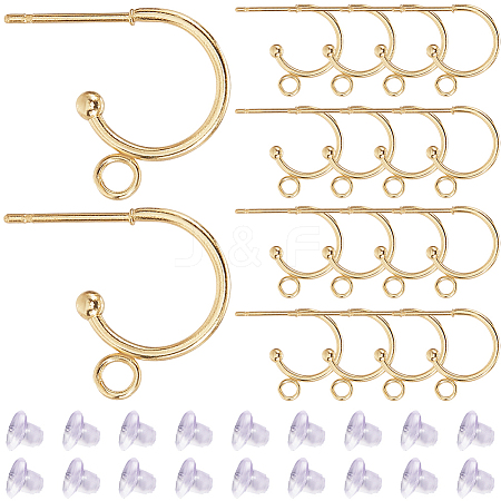 24Pc 304 Stainless Steel Stud Earring Findings STAS-SC0009-56-1