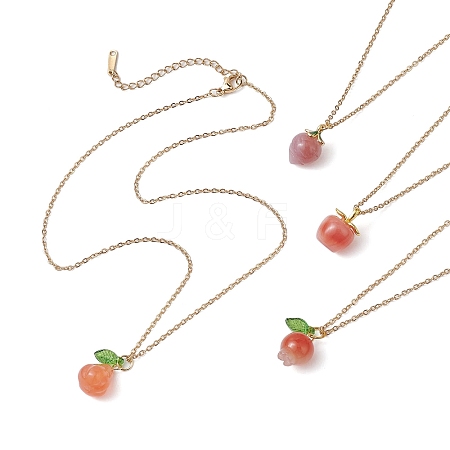 Natural Agate Fruit Pendant Necklaces NJEW-JN05010-1