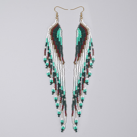 Bohemian Long Tassel Glass Seed Beaded Dangle Earrings for Women LS-IW9172-2-1