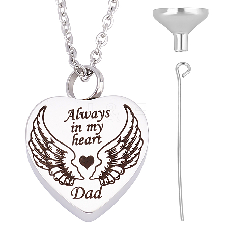 CREATCABIN Dad Always in My Heart Wing Urn Pendant Necklace STAS-CN0001-10B-1