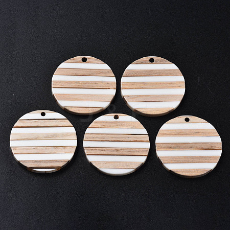 Stripe Resin & Wood Pendants X-RESI-N025-017A-B01-1