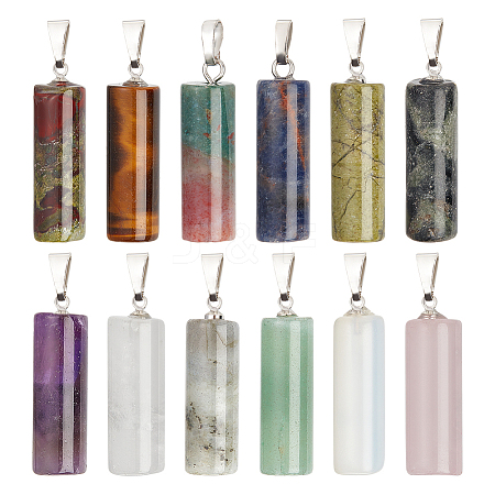 12Pcs 12 Styles Natural & Synthetic Mixed Gemstone Pendants G-CA0001-62-1