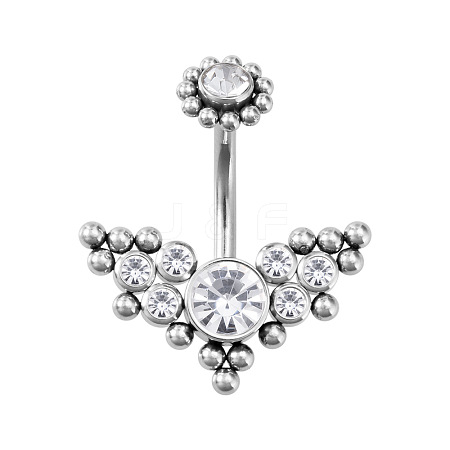 316L Surgical Stainless Steel Cubic Zirconia Wing 15 Gauge Belly Button Rings WG4371E-01-1