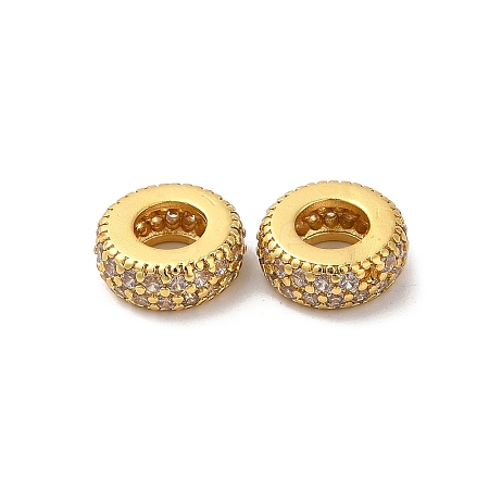 Rack Plating Brass Cubic Zirconia European Beads KK-K372-12G-1