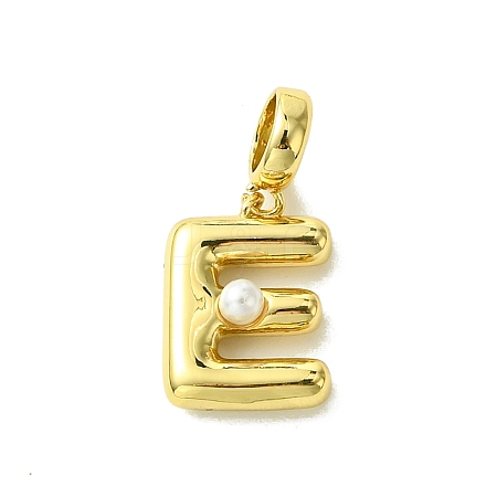 Rack Plating Brass with ABS Plastic Pearl European Dangle Charms KK-G501-02E-G-1