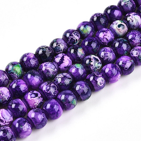 Baking Paint Glass Beads Strands DGLA-N003-6mm-A07-1