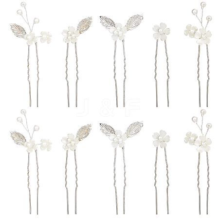 Alloy with Plastic Beads Hair Sticks for Women Girls OHAR-WH20010-08P-1