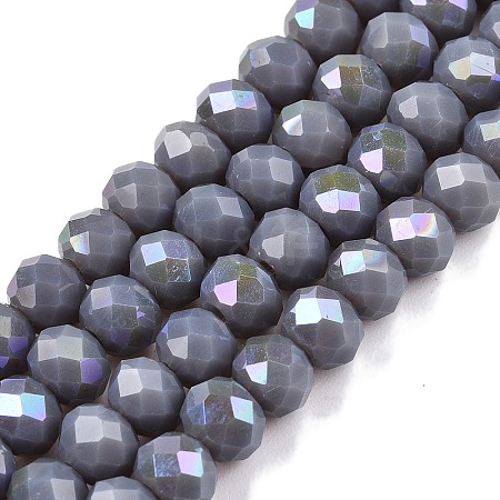 Electroplate Opaque Solid Color Glass Beads Strands EGLA-A044-P6mm-L10-1