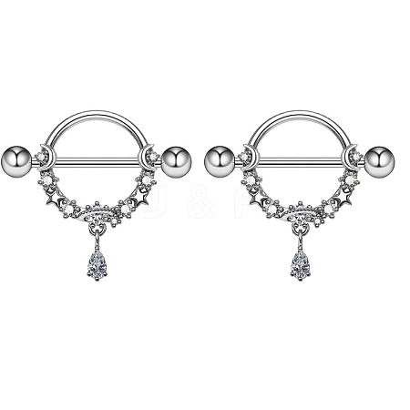 304 Stainless Steel Rhinestone Nipple Rings WG0E32C-06-1