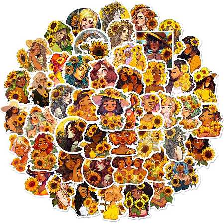 Sunflower Girl 50Pcs PET Waterproof Stickers PW-WGC6ABC-01-1