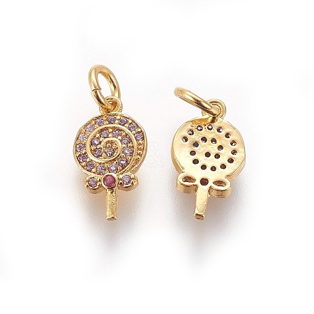 Brass Micro Pave Cubic Zirconia Charms LS-ZIRC-E161-23G-1