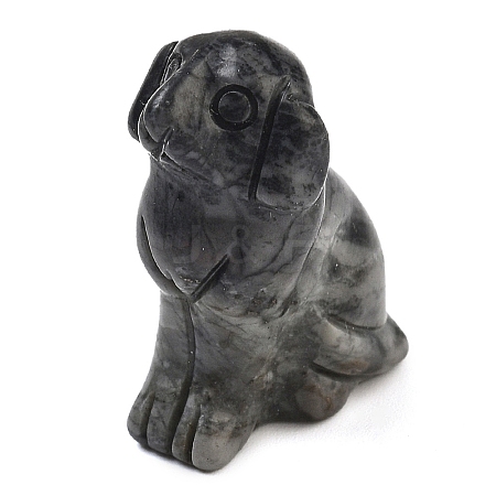 Natural Larvikite Carved Dog Figurines DJEW-L023-A09-1