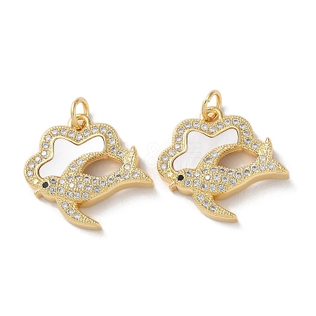Brass Micro Pave Clear Cubic Zirconia Pendants KK-B083-33A-G-1