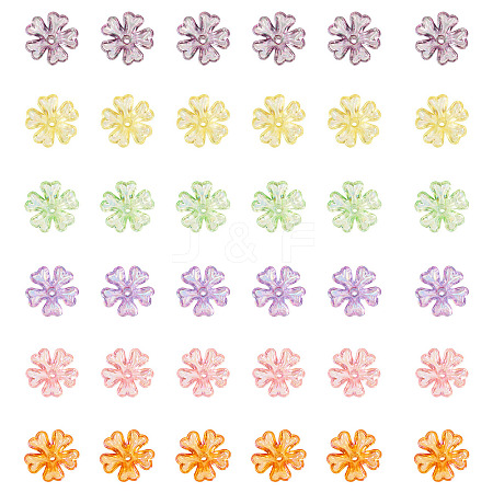 240Pcs 6 Colors Transparent UV Plating Acrylic Bead Caps OACR-TA0002-95-1
