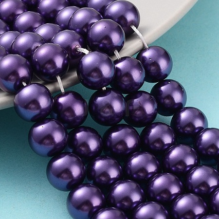 Eco-Friendly Dyed Glass Pearl Round Bead Strands X-HY-A002-10mm-RB099-1