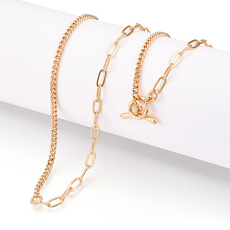 Brass Twist Chain & Paperclip Chain Necklaces NJEW-N054-11KCG-1