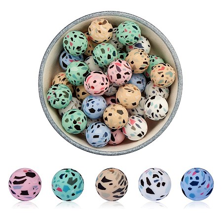 WEWAYSMILE 50Pcs 5 Styles 15mm Silicone Round Beads Making Kit JX486A-1