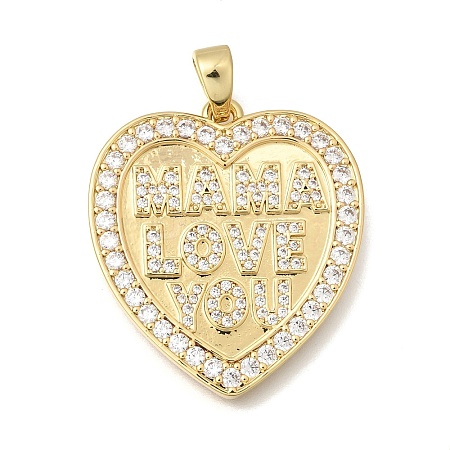 Mother's Day Brass Micro Pave Clear Cubic Zirconia Pendants KK-C255-36G-1