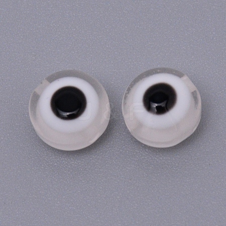 Flat Round Evil Eye Resin Beads RESI-WH0012-10A-1