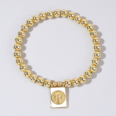 Personality Brass Round Bead Beaded Stretch Bracelets ST0339-3-1