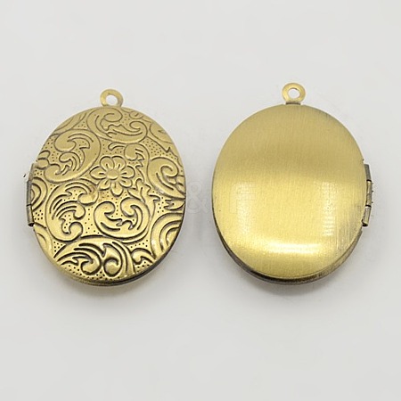 Brass Locket Pendants X-ECF133-1AB-1