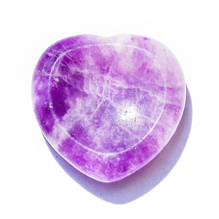 Natural Lepidolite Heart Worry Stone for Reiki Balancing PW-WG62388-16-1