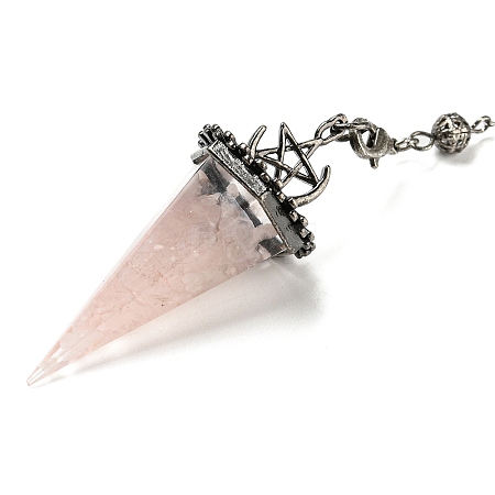 Natural Rose Quartz Chip & Resin Dowsing Pendulum Big Pendants G-H293-02P-13-1