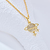 Planet Brass Micro Pave Clear Cubic Zirconia Pendant Necklaces FS-WGFD3F3-01-2