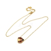 304 Stainless Steel Dark Red Enamel Ladybug Pendant Cable Chain Necklaces for Women NJEW-U032-07G-01-4