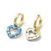 Heart Real 18K Gold Plated Brass Dangle Hoop Earrings EJEW-L268-038G-01-2