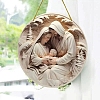 Flat Round with Birth of Juses Acrylic Hanging Ornaments PW-WGFF010-01-5