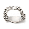 304 Stainless Steel Rhombus with Skull Link Bracelet with Curb Chains for Men Women BJEW-E009-23P-3