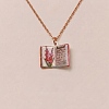 Brass Enamel Book Pendant Necklaces for Women KK-CBAF5B9-01G-08-1