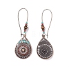 3 Pairs 3 Style Alloy Flat Round & Oval & Teardrop Dangle Earrings with Synthetic Turquoise EJEW-P200-04R-3