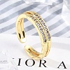 Brass Micro Pave Cubic Zirconia Open Cuff Rings for Women LS-RJEW-R011-01G-02-1