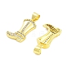 Boot Rack Plating Brass Micro Pave Clear Cubic Zirconia Pendants KK-NH0001-12G-2