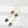 Oval Brass Imitation Pearl Dangle Earrings KK-D301-03G-4