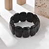 Natural Black Moonstone Beads Rectangle Beaded Stretch Bracelet BJEW-Q012-01A-5