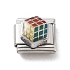 Cube 304 Stainless Steel Enamel Connector Charms STAS-L023-003B-1