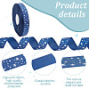 100 Yards Star Print Polyester Grosgrain Ribbon OCOR-WH0088-76-3