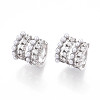 Brass Micro Pave Clear Cubic Zirconia and ABS Imitation Pearl Cuff Earrings KK-T074-39P-2