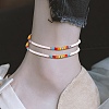 4Pcs 4 Style Glass Seed & 303 Stainless Steel Braided Bead Bracelets and Anklets Set SJEW-SW00003-06-5