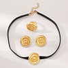 Spiral Round Alloy with Imitation Leather Choker & Stud Earring & Ring Sets for Women FS-WG641D5-05-1