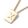 Stainless Steel Initial Letter Rectangle Pendant Necklace for Men Women LS-NJEW-E090-01G-24-1