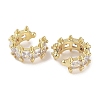 Fence Brass Micro Pave Cubic Zirconia Cuff Earrings for Women EJEW-E310-14G-2